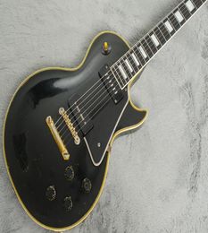 Touche en ébène 1958 Black Beauty Guitare électrique Corps jaune Reliure 5 couches Pickguard Pearl Block Inlay Gold Hardware5459362