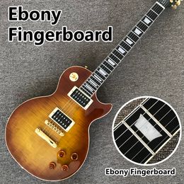 Ebony Fingerboard Elektrische Gitaar, Tabak Burst Maple Top, Gouden Hardware, Solid Mahonie Body elektrische gitaar