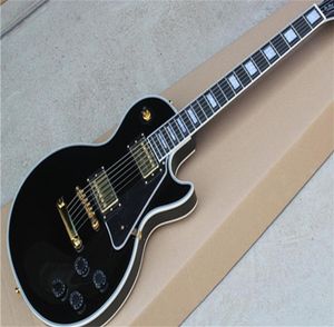 Ebbenhout toets frets bindend Custom Shop Black Beauty elektrische gitaar mahonie body hals topkwaliteit Golden Tulip vorm Peg T2257199