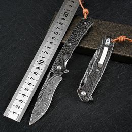 Ebbenhouten handvat Zakmessen VG10 Damascus Staal Flipper Zakmes Tactische Militaire Camping Survival Jachtmes