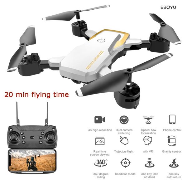 EBoyu mis à jour LF609S 24 GHz 4ch Fold RC Drone 4K WiFi FPV Camera Altitude Hold Mode sans tête One Key Retour RC Quadcopter RTF2685827