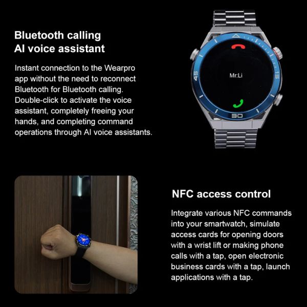 ECG + PPG Bluetooth Talk Smart Watch GPS Sport Tracking Compass 1,5 pouce 454 * 454 HD Pixel Smartwatch Men Femmes pour Android iOS + Box