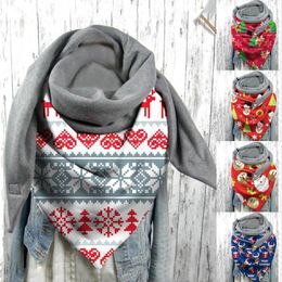 Echarpe hiver femme vrouwen winter kerst print knop zachte wrap casual warme sjaals sjaals pañuelos de mujer para el cuello fiets caps