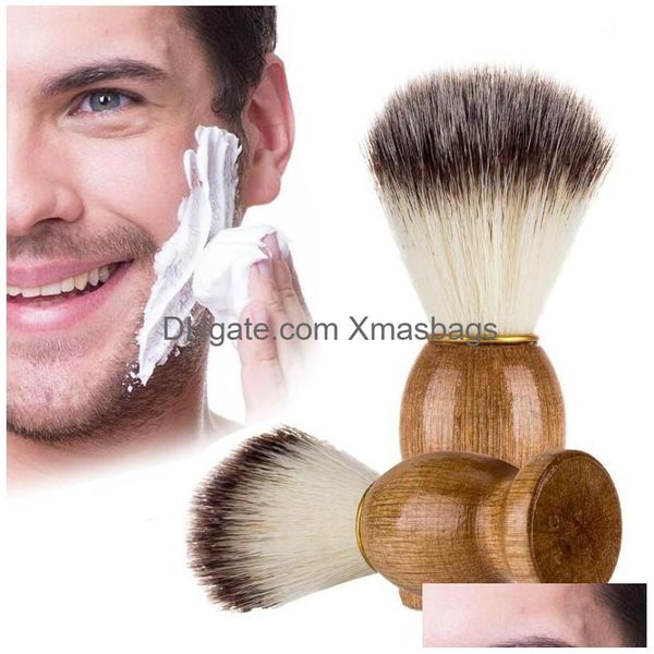 Cepillo de afeitar de salón de barbero ecológico Mango de madera Blaireau Barba de limpieza de barba Afeitar Cepillos de afeitar Herramientas de electrodomésticos Dr Dhdyf
