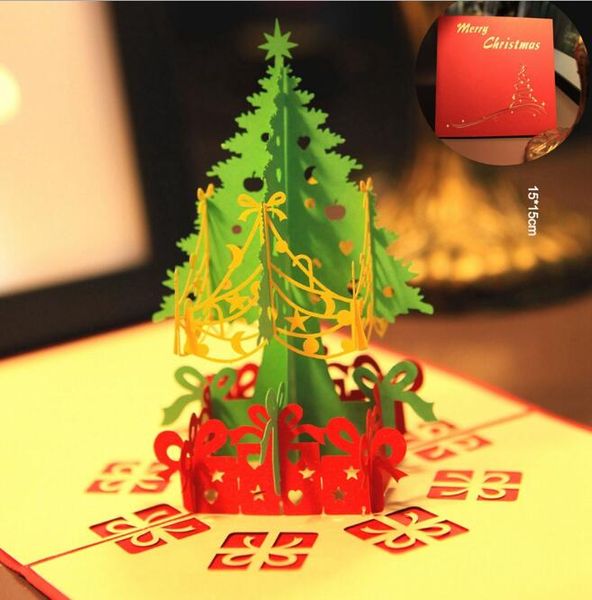 Cartes de voeux de Noël écologiques 3d faites à la main cartes de voeux Pop Up carte-cadeau papier cadeau de noël carte-cadeau fête invitation de vacances GB1524