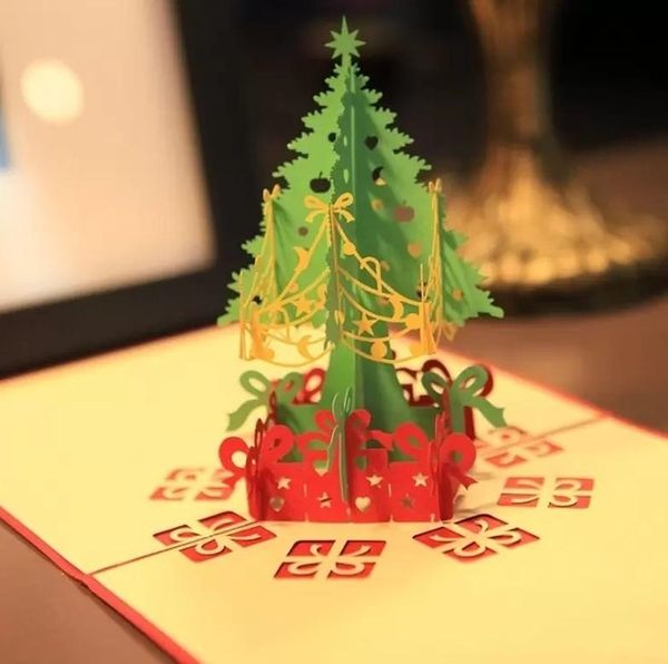 Cartes de vœux de noël écologiques, carte-cadeau Pop-Up 3d faite à la main, Invitation de fête de noël, RRC320