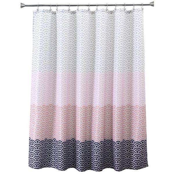 Rideau de douche en tissu rose plus long, écologique, pour baignoire, salle de bain, doublure en tissu avec 12 crochets, 72 x 80 pouces, imperméable et résistant à la moisissure, 3400