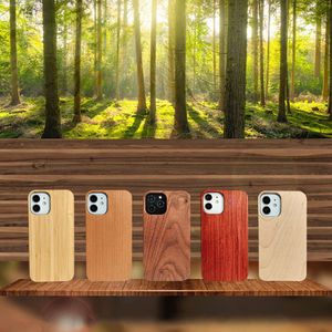 Hout Bamboe Flush Edge Bumper Telefoonhoesjes PC Half Body Back Covers voor iPhone 15 14 Plus XS XR 11 Pro Max 12 13 8 Mini SE2 Samsung Galaxy S24 S23 S22 S21 S20 Note 20 Ultra-Blank