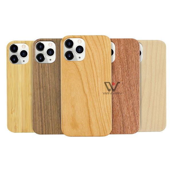 Coques de téléphone en bambou en bois naturel écologique poids léger coque arrière de protection complète du corps pour iPhone 6 7 11 12 13 14 Pro