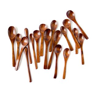 Cucharas de madera Natural respetuosas con el medio ambiente, café, té, sopa, azúcar, miel, postre, aperitivo, condimento, Bistro, cuchara pequeña