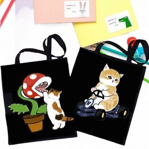 Bolsos de diseñador de productos ecológicos Bolsos de bolsas para mujeres bolsas para mujeres bolsas de lienzo de gato boutique reutilizable personalizable gran comprador 87Hz#