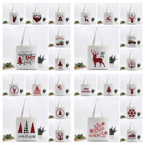 Milieuvriendelijke herbruikbare herten sneeuwvlok kerst boodschappentassen feest voorstander van handtassen kruidenier canvas schouderopslag tas zakvakantie