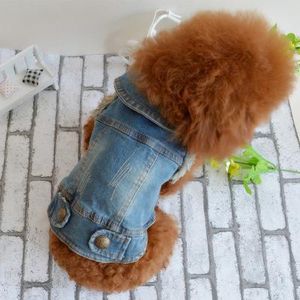 Eco-vriendelijke zomer puppy hond vest denim jas kostuum top mode jeans kleding voor kleine grote honden -Blue -xs -xxl
