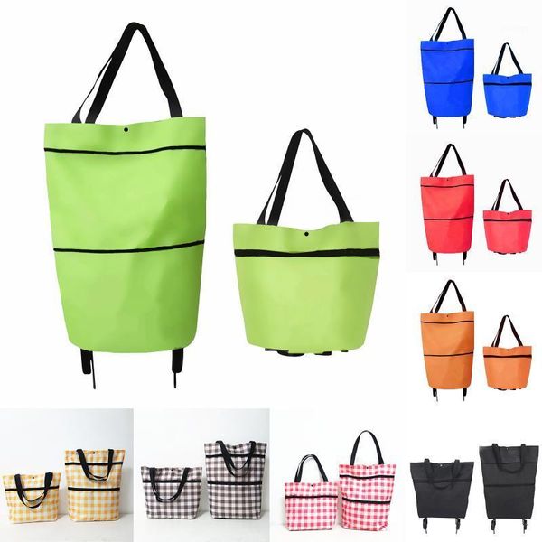 Bolsa impermeable ecológica para equipaje, cesta con ruedas, carrito de la compra plegable, bolsa de mercado no tejida reutilizable, bolsas de almacenamiento