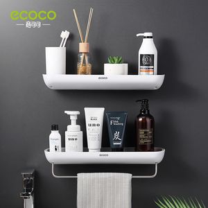 ECOCO Badkamer Planken Organisator Muurbevestiging Thuis Handdoekplank Shampoo Rek Met Handdoek Bar Opbergrek Badkamer Accessoires 240118