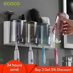 Ecoco salle de bain porte-brosse à dents organisateur électrique mur accessoires ensemble maison 210709