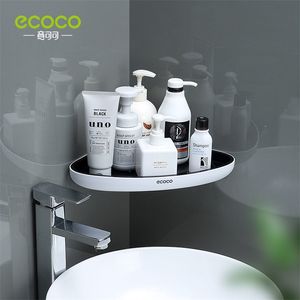 Ecoco hoekplankopslag douches shampoo houder mand plank muur planken voor rekken badkamer kithchen accessoires 210811