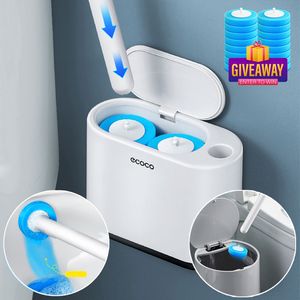Ecoco wegwerp toiletborstel met reinigingsvloeistof Lange handgreep vervangende kopreiniger set voor badkamer 220511