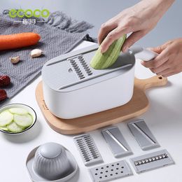 ECOCO Multifuncional Herramienta de cocina de vegetales Manual de cortador de verduras Professional con cuchillas ajustables 240415