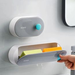 Ecoco porte-savon pâte mural porte-savon support de rangement sans poinçon amovible disque de stockage accessoires de salle de bain boîte à savon 240228