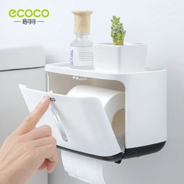 ECOCO boîte à serviettes en papier murale étanche et Design accessoires de salle de bain étagère boîte à serviettes en papier conception d'intégration 240223