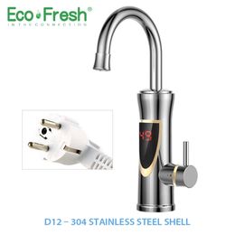 Ecofresh instantáneo sin tanque eléctrico calentador de agua caliente grifo cocina calefacción instantánea grifo calentador de agua con LED enchufe de la UE T200423