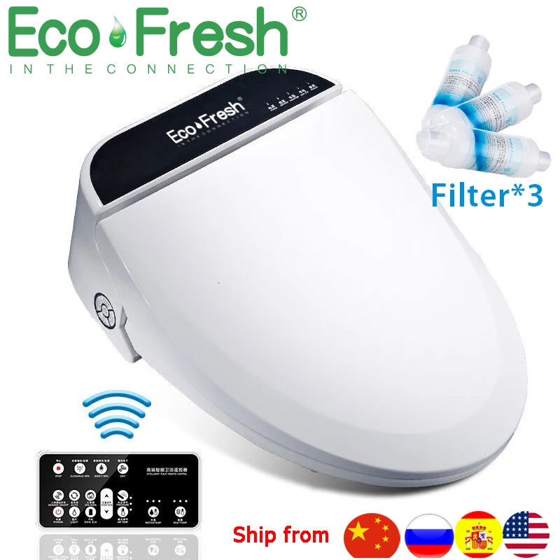 EcoFresh Sedile WC intelligente Copri bidet elettrico Bidet intelligente calore pulito asciutto Massaggio cura per bambina donna vecchia 240327