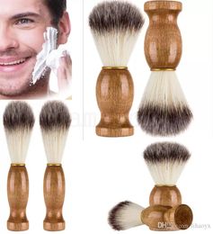 Ecofriendly Salon de coiffure blaireau manche en bois Blaireau visage barbe nettoyage hommes rasage rasoir brosse nettoyage appareil outils 8766438