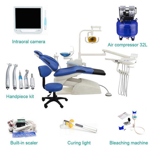 Plan d'ouverture de clinique économique, fauteuil dentaire bon marché, pièce à main à grande vitesse, caméra, ensemble complet, unité de fauteuil dentaire C32