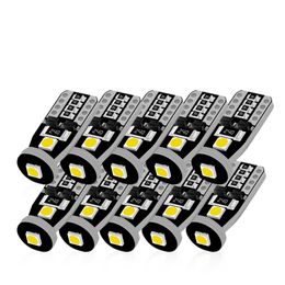 Ampoules LED T10 blanches 3SMD 3030, lumière de voiture W5w 194 168 CANBUS, annuleur d'erreur, ampoule 12V, lampe à cale, clignotant, décodeur de bande lumineuse, 50 pièces