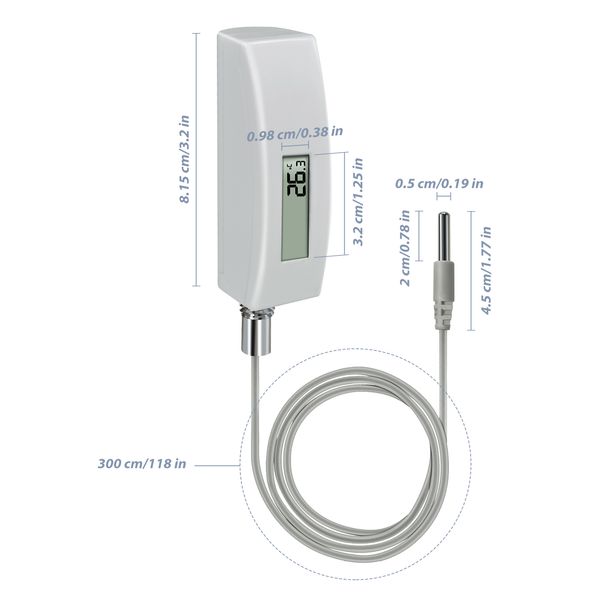 Termómetro de piscina digital ECOWITT WN34L con pantalla LCD, sensor de temperatura de agua impermeable, fácil de montar, sensor de cable de 10 pies