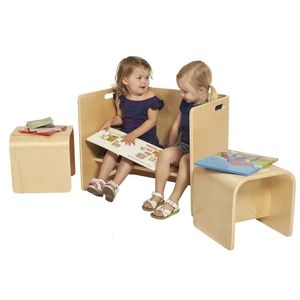 ECR4KIDS Bentwood Table polyvalente et chaise Ensemble de chaise meubles pour enfants Natural 3 acèdes 240410