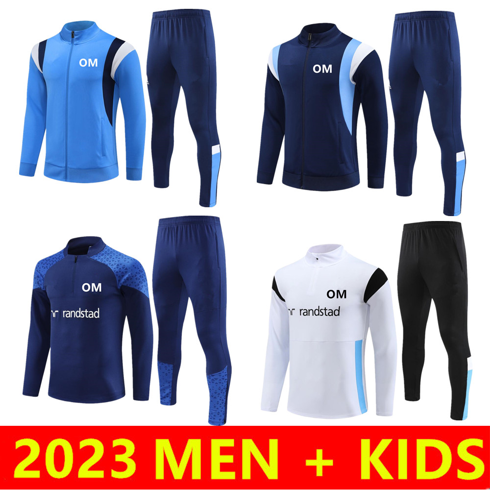 Kids Men Soccer Tracksuits 2023 2024 Milik Payet Survetement Jacket 23 24 Suitor futbol trening Veste Maillot de Foot Guendouzi Aubaameyang Om Jogging