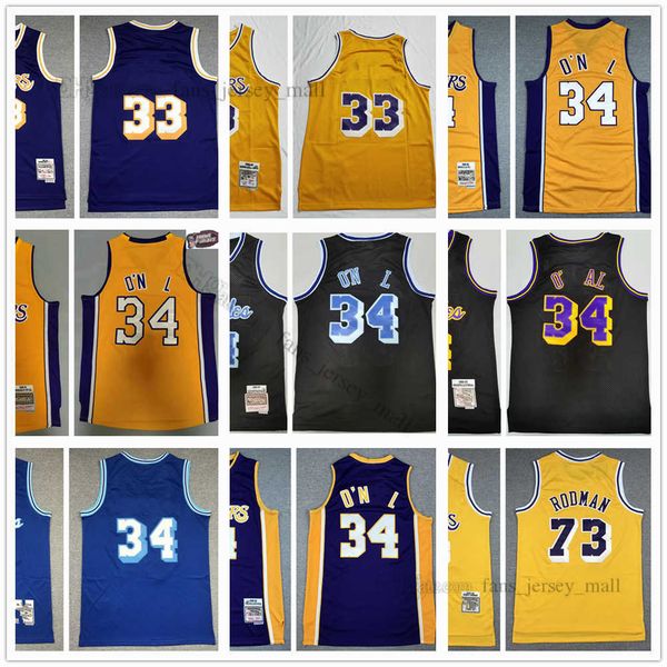 Ed # 33 Maillots de basket-ball rétro # 34 et # 73 de qualité supérieure 1998-99 Maillot de ville noir jaune violet blanc