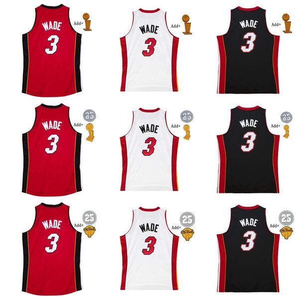 Ed Basketball Jersey Dwyane Wade 2005-06 07-08 2012-13 25th Fianls Mesh Woodwood Classics Retro Jerseys Men Women Youth Red Bleu