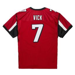 Ed Football Jersey 7 Michael Vick 2001 2002 2003 ROUGE Mitchell Ness Retro Rugby Maillots Hommes Femmes et Jeunes S-6XL