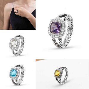 Ed Love Hoop Wedding Band Rings Purple Elegant Luxury Fashion Designer Sieraden Amethyst Zirkon Ring Designers Classic voor WOM269H