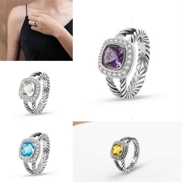 Ed Love Hoop Anillos de boda Anillos Púrpura Elegante Diseñador de moda de lujo Joyería Amatista Anillo de circón Diseñadores Clásicos para Wom251I