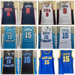 Ed Mainland High School College Basketball Maillots Vince 15 Carter Vintage 2000 USA Hommes NCAA Caroline du Nord Tar Heels Jersey Shi