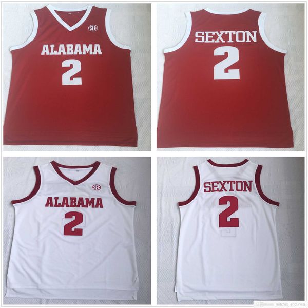 Ed Ncaa Hommes Collin Sexton Maillots de basket-ball Collège Alabama Crimson Tide Jersey Vintage # 2 Accueil Rouge Blanc Chemises S-2xl