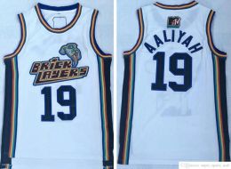 Ed NCAA Mens White Basketball Jerseys College Aaliyah Numéro 19 Jersey Bricklayers Sixième édition annuelle Rock N 'Jock B-ball Jam 1996 MTV Movie