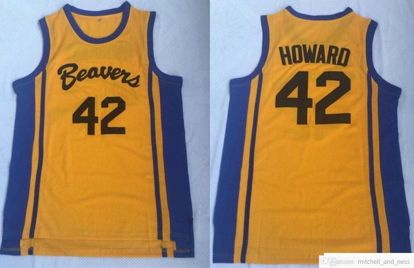 Ed Ncaa Teen Wolf Scott Maillots de basket-ball College Howard 42 Beacon Beavers Maillot de film jaune Chemises S-2xl