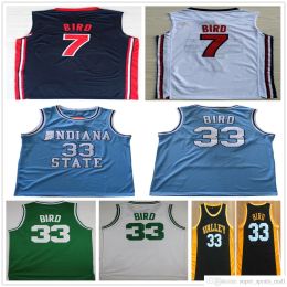Ed NCAA Vintage Indiana State Sycamores College Basketball Jerseys Bird # 33 Jersey Nation Team Dream Larry # 7 Baby Blue Black Valley H