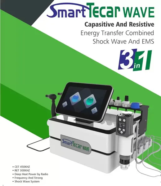 Traitement ED Gadgets de santé Smart TECAR WAVE EMS ShockWave 3 en 1 machine 448KHZ RET CET soulagement de la douleur Physiothérapie Diathermie masseur Équipement