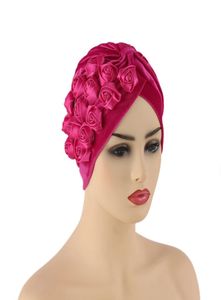 Ed Turban Caps pour femmes Rose Flower Headscarf Bonnet Muslim sous Hijab Cap Indien Africain Hat Turbante Mujer5390212