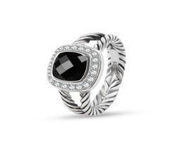 Ed Wire Rings Prismatic Black Anneaux Women039S Fashion Silver plaquée Micro Diamonds Styles polyvalents tendance1813336