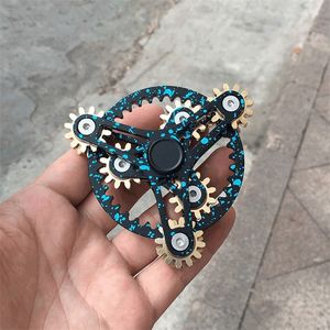 EDC 9 Gears Metal Hand Spinner Cobre de alta calidad Fidget Aleación de aluminio s Acero inoxidable R188 Rodamiento Juguete para adultos 220505