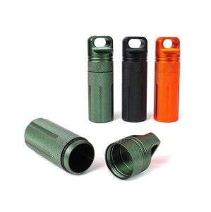 Kit de herramientas de supervivencia EDC, botella con sello impermeable, contenedor de almacenamiento de cápsulas, anodizado duro, negro, verde, naranja