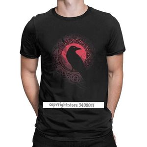 Edda Bird Viking Valhalla Odin Heren Tops T-shirt Mode Tees Fitness Tshirts Premium Katoen 210629