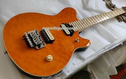 Eddie Edward Van Halen Orange matelassé Maple Top Guitar Guitare Maple Nec Forfard Little Dot Inclay Floyd Rose Tremolo Bridge Whammy Bar Berning Écrou